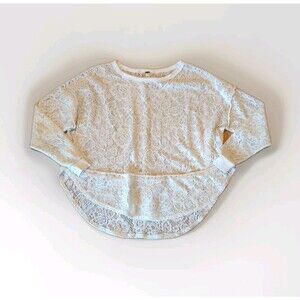 Free People Ivory Not Cold in This Pullover Top Womens XS Lace Semi Sheer Boho